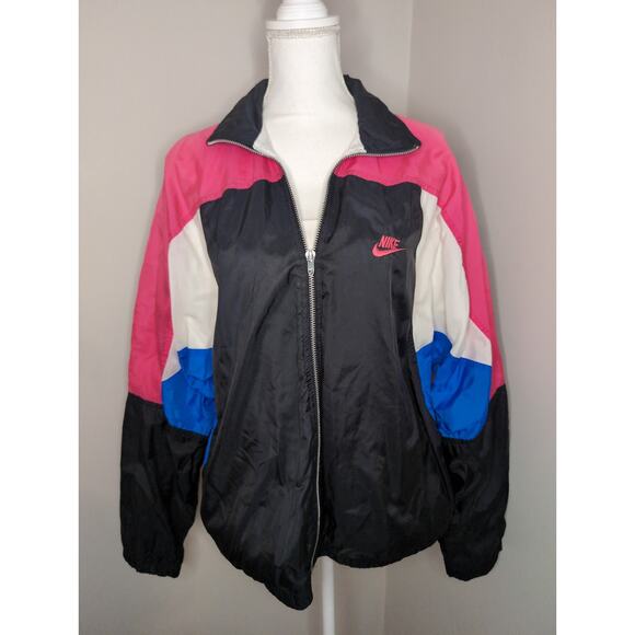 Nike Other - Vintage 90s Nike Spell Out Swoosh colorblock zip up track jacket lg